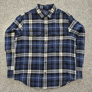 American Eagle Flannel Shirt Mens L AE Athletic Fit Long Sleeve Button Down Blue